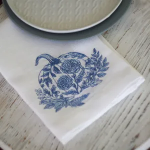 #093 | Blue Chinoiserie Chic Pumpkin | Linen napkins
