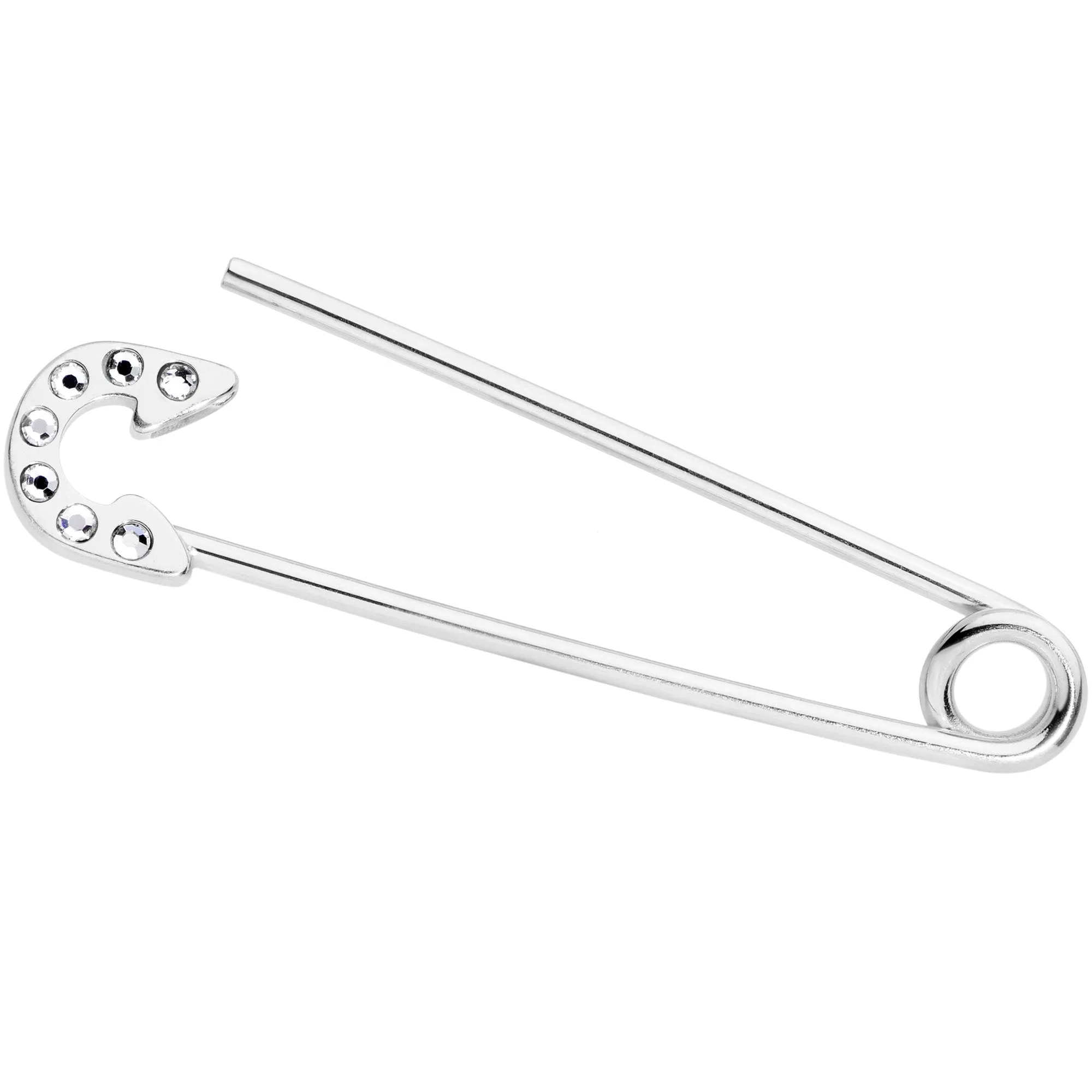 14 Gauge Clear Gem Punk Rock Safety Pin Industrial Barbell 38mm