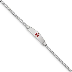 14K White Gold Figaro Link Medical ID Bracelet
