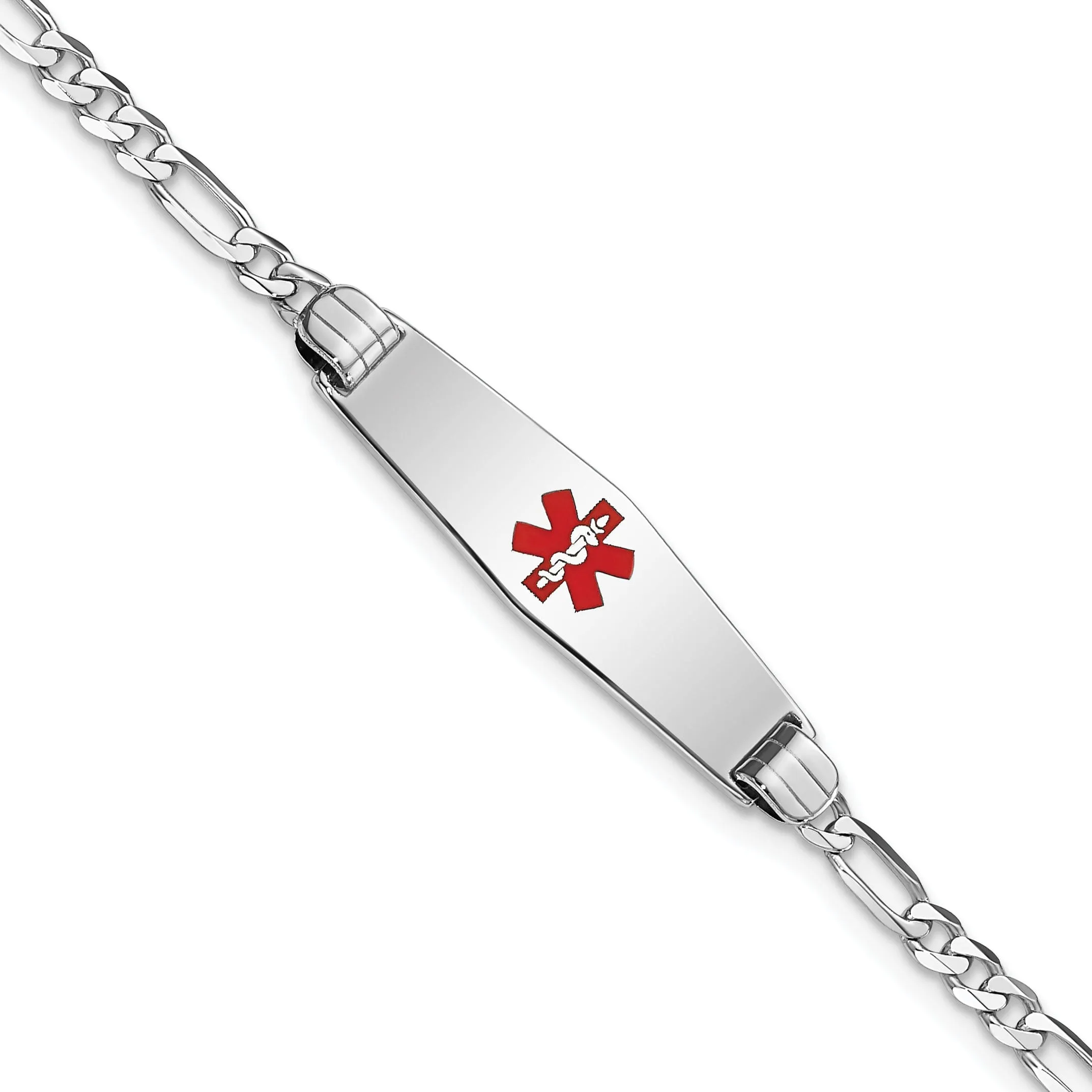 14K White Gold Figaro Link Medical ID Bracelet