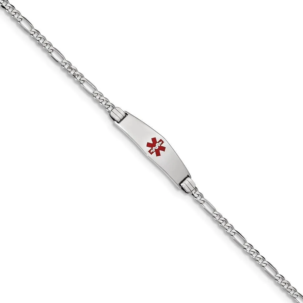 14K White Gold Figaro Link Medical ID Bracelet