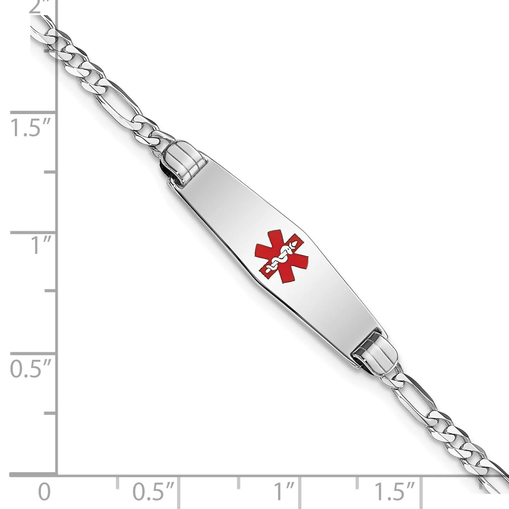 14K White Gold Figaro Link Medical ID Bracelet