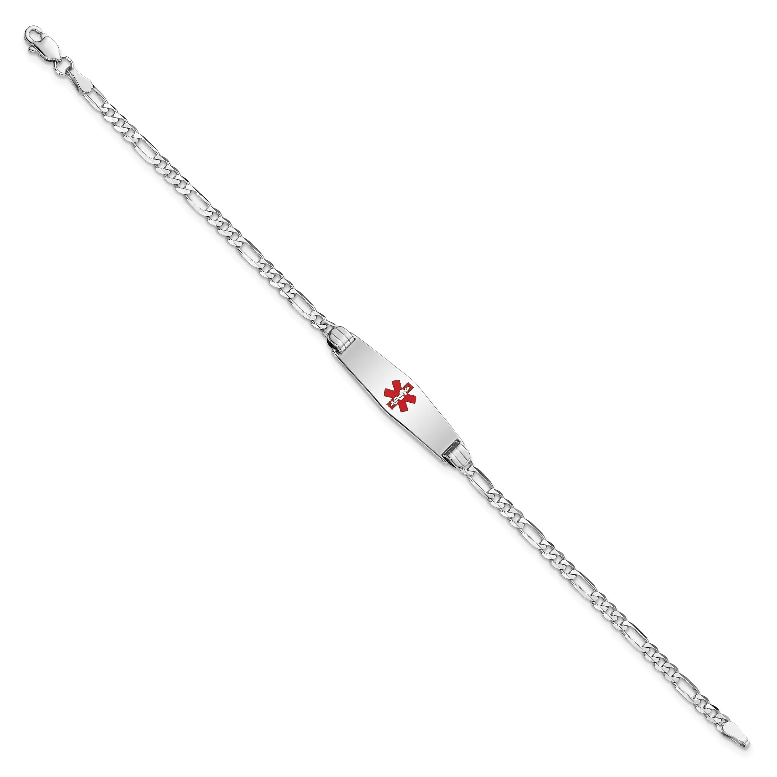 14K White Gold Figaro Link Medical ID Bracelet