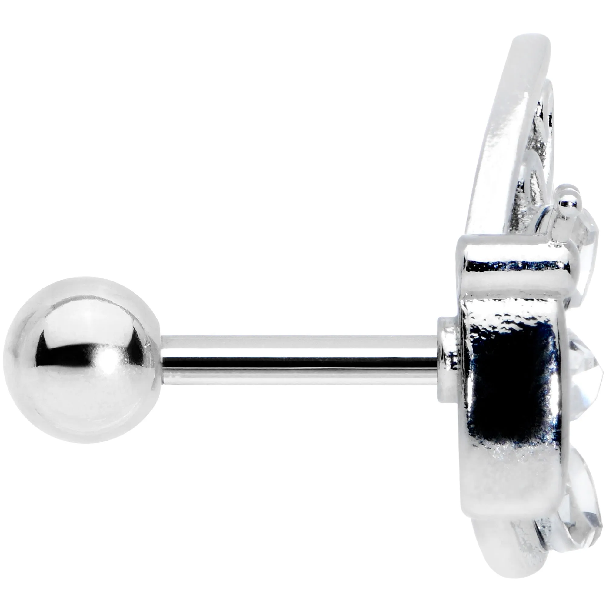 16 Gauge 1/4 Clear Gem Lacy Butterfly Cartilage Tragus Earring