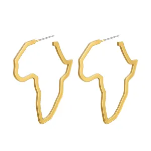 18K Gold-Plated Open Africa Map Hoop Earrings