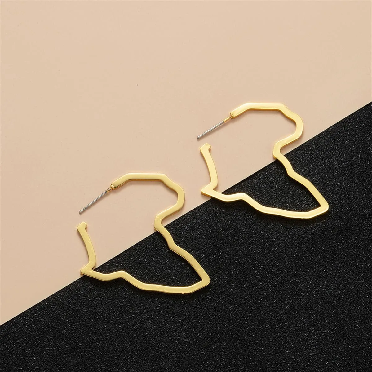 18K Gold-Plated Open Africa Map Hoop Earrings