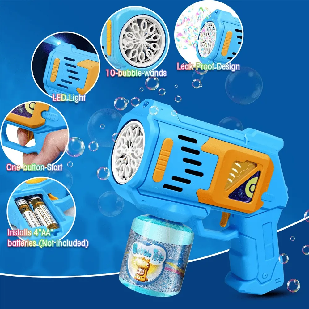 2 Pack Automatic LED Light Up Bubble Guns