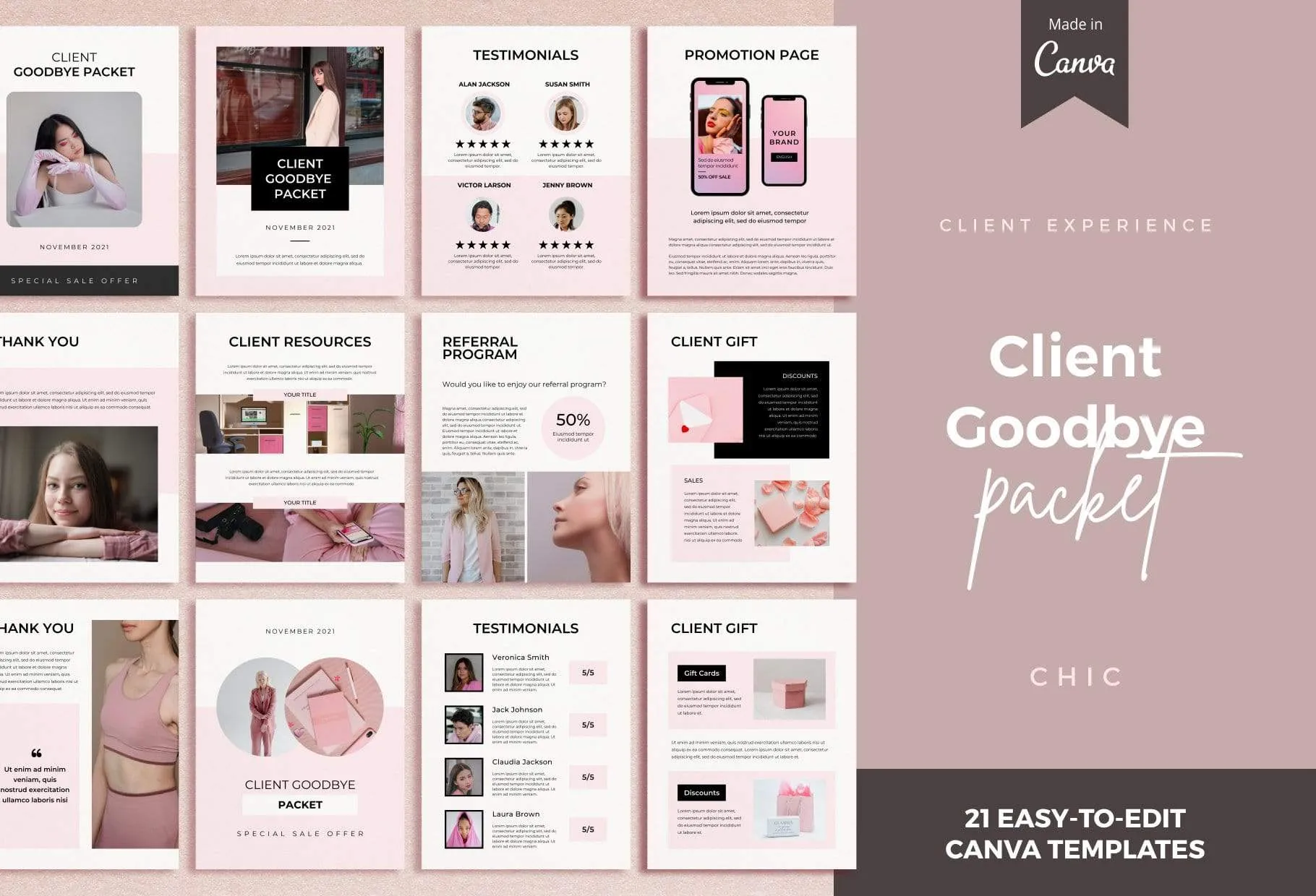 21 Page Client Goodbye Packet for Coaches Editable Canva Template Chic Collection