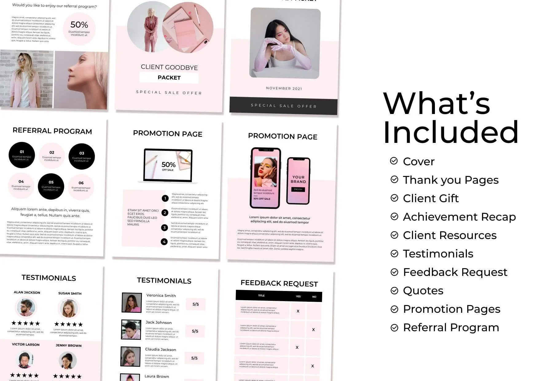 21 Page Client Goodbye Packet for Coaches Editable Canva Template Chic Collection