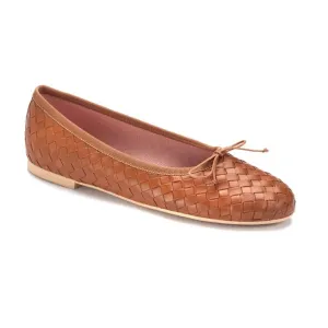 52531 - Tan Woven Teens Bow Shoe