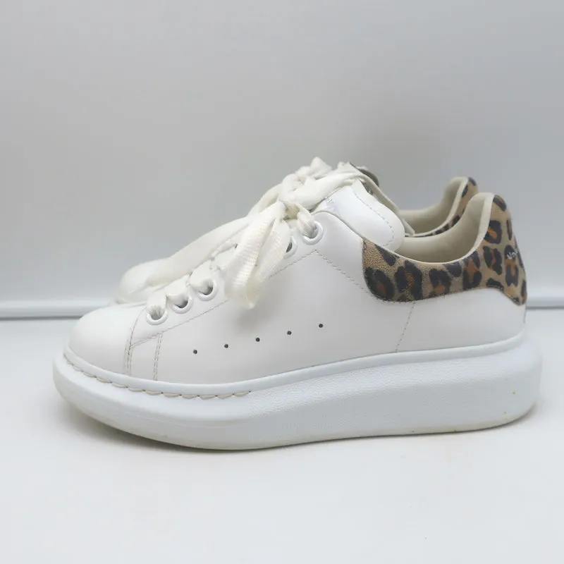 Alexander McQueen Oversized Sneakers White Leather & Leopard Suede Size 36