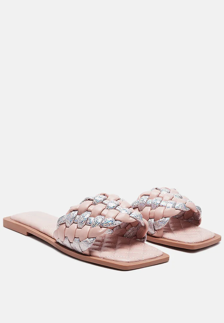Allium Metallic Woven Strap Flats By Ruw
