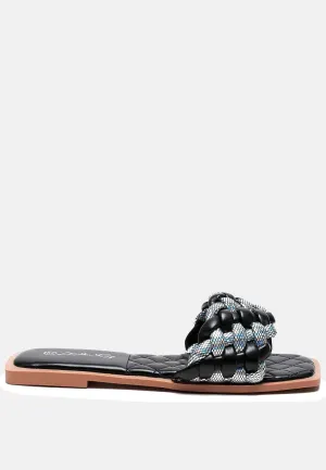 Allium Metallic Woven Strap Flats By Ruw