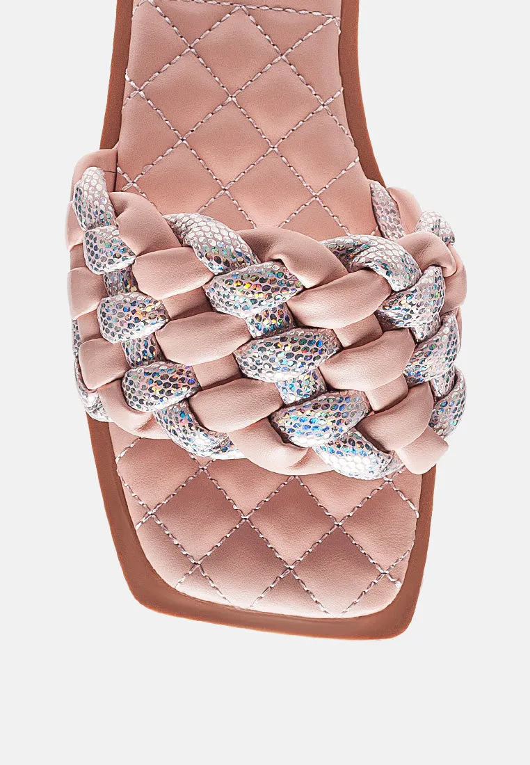 Allium Metallic Woven Strap Flats By Ruw