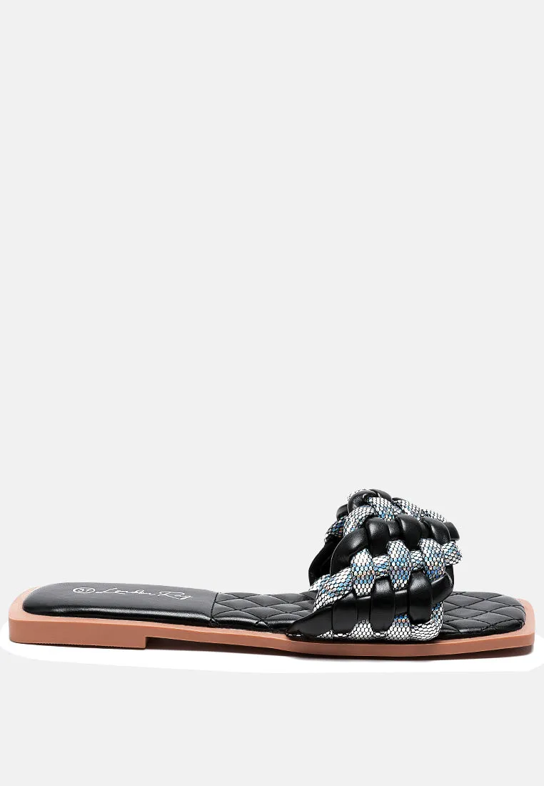 Allium Metallic Woven Strap Flats By Ruw