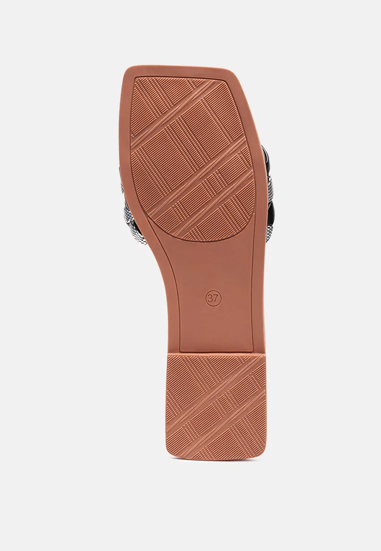 Allium Metallic Woven Strap Flats By Ruw