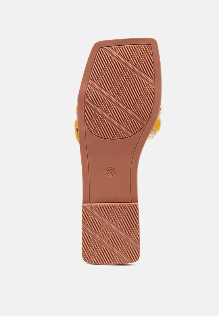 Allium Metallic Woven Strap Flats By Ruw