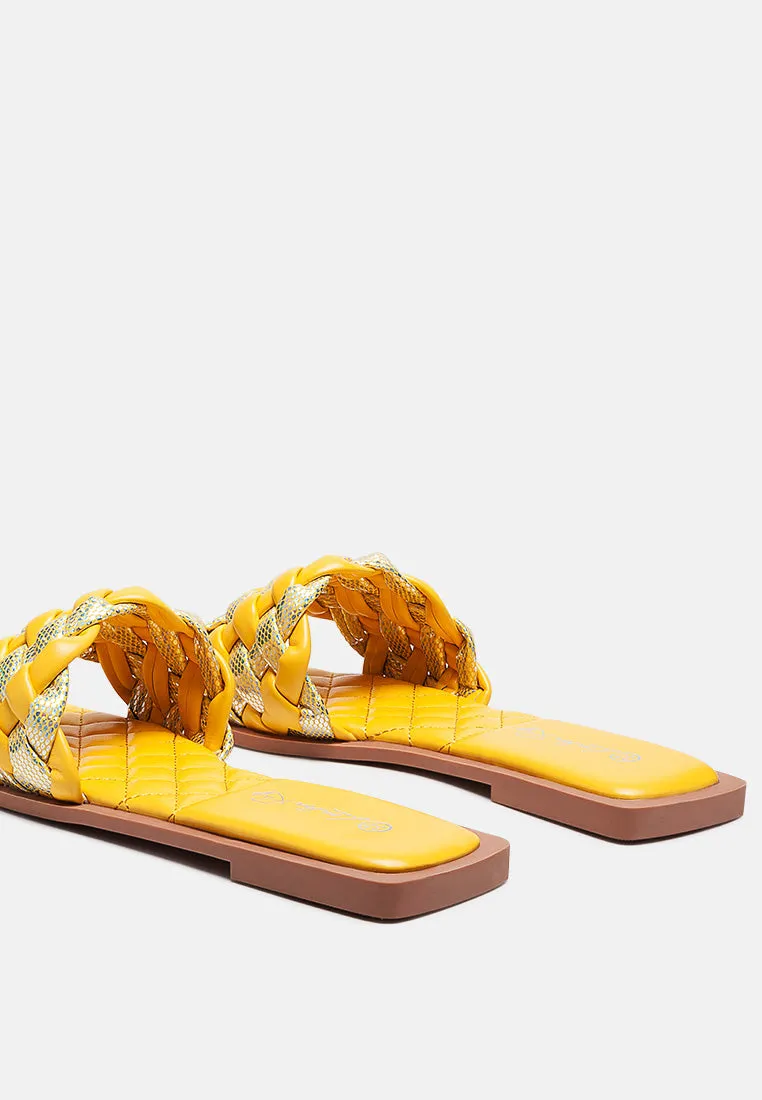 Allium Metallic Woven Strap Flats By Ruw