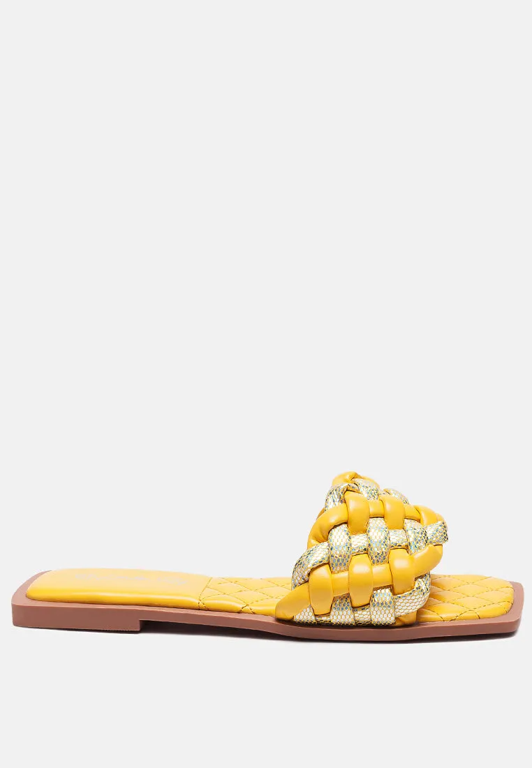 Allium Metallic Woven Strap Flats By Ruw