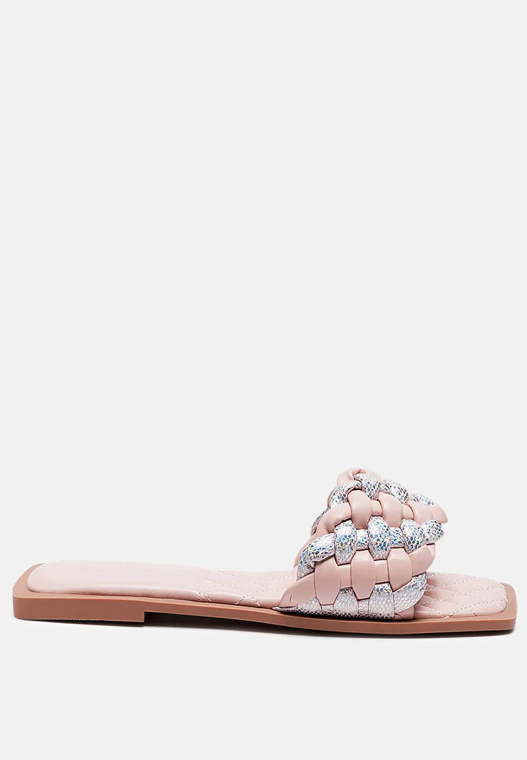 Allium Metallic Woven Strap Flats By Ruw