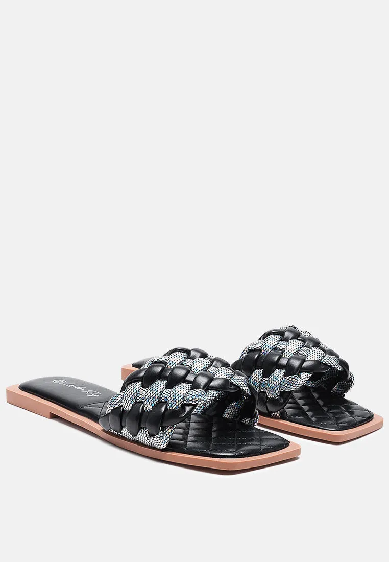 Allium Metallic Woven Strap Flats By Ruw