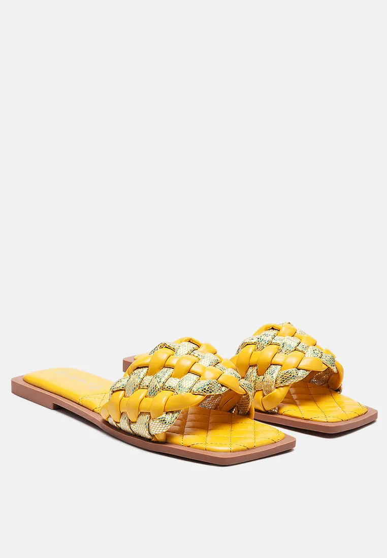 Allium Metallic Woven Strap Flats By Ruw