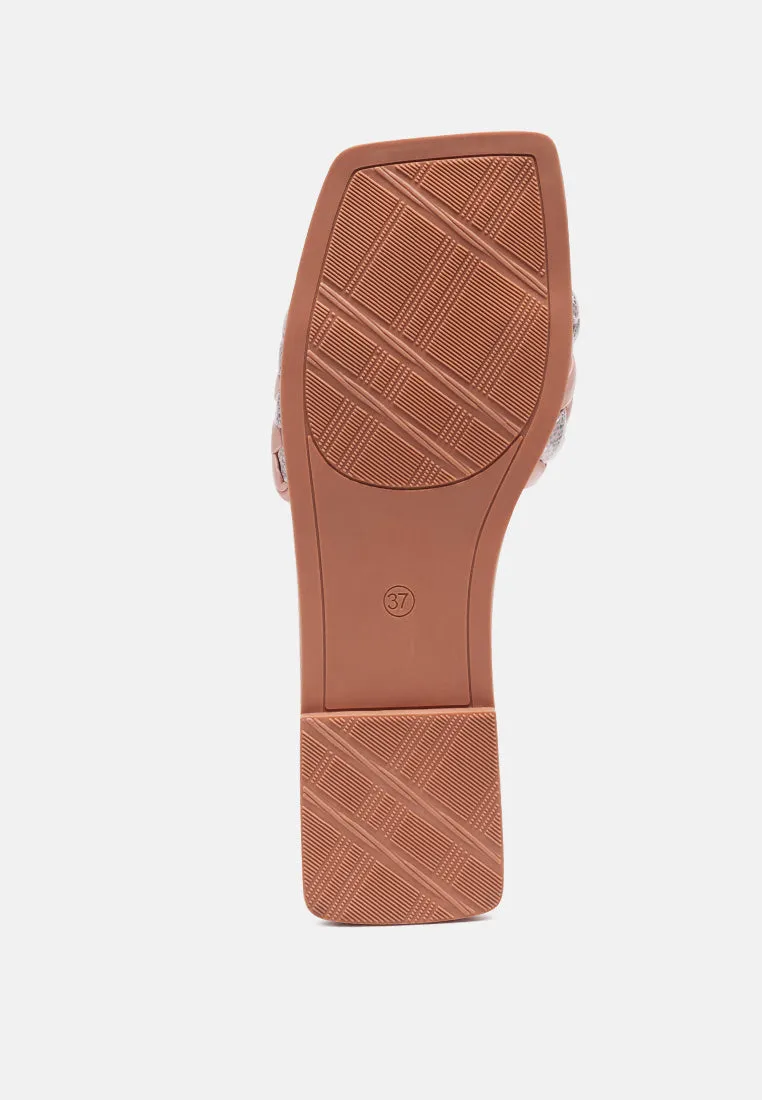 Allium Metallic Woven Strap Flats By Ruw