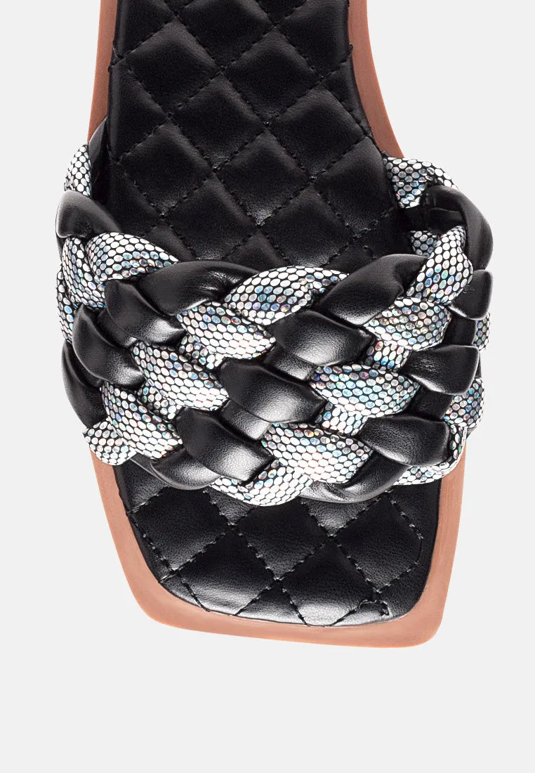 Allium Metallic Woven Strap Flats By Ruw