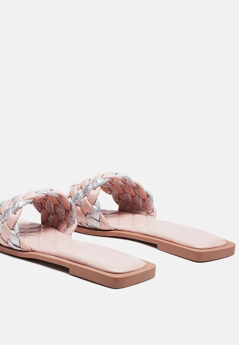Allium Metallic Woven Strap Flats By Ruw