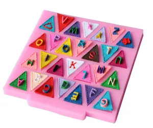 Alphabet Bunting Flags Silicone Silicon Mold Food Grade for Cake Making D114