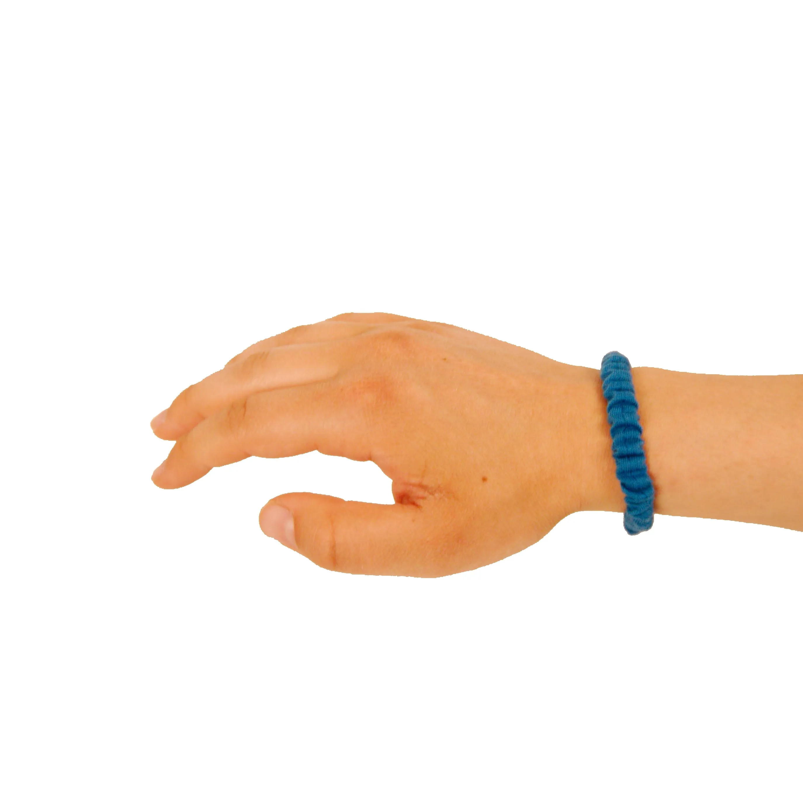 Amelia Beauty, Blue Skinny Jersey Scrunchies, 2.125in Diameter, Gentle on Hair, Strong Hold, No Snag, No Dents or Creases. 12 Pack