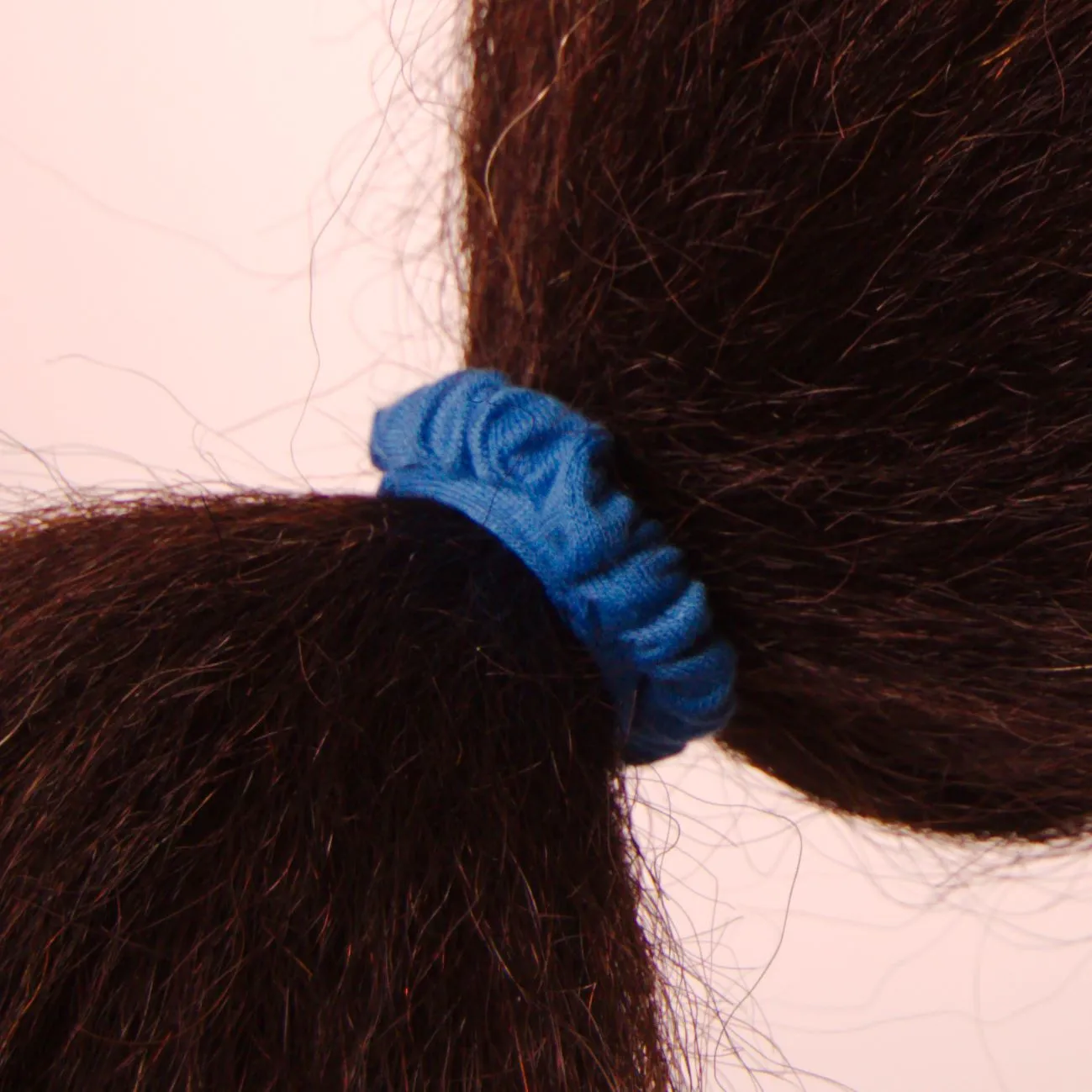 Amelia Beauty, Blue Skinny Jersey Scrunchies, 2.125in Diameter, Gentle on Hair, Strong Hold, No Snag, No Dents or Creases. 12 Pack