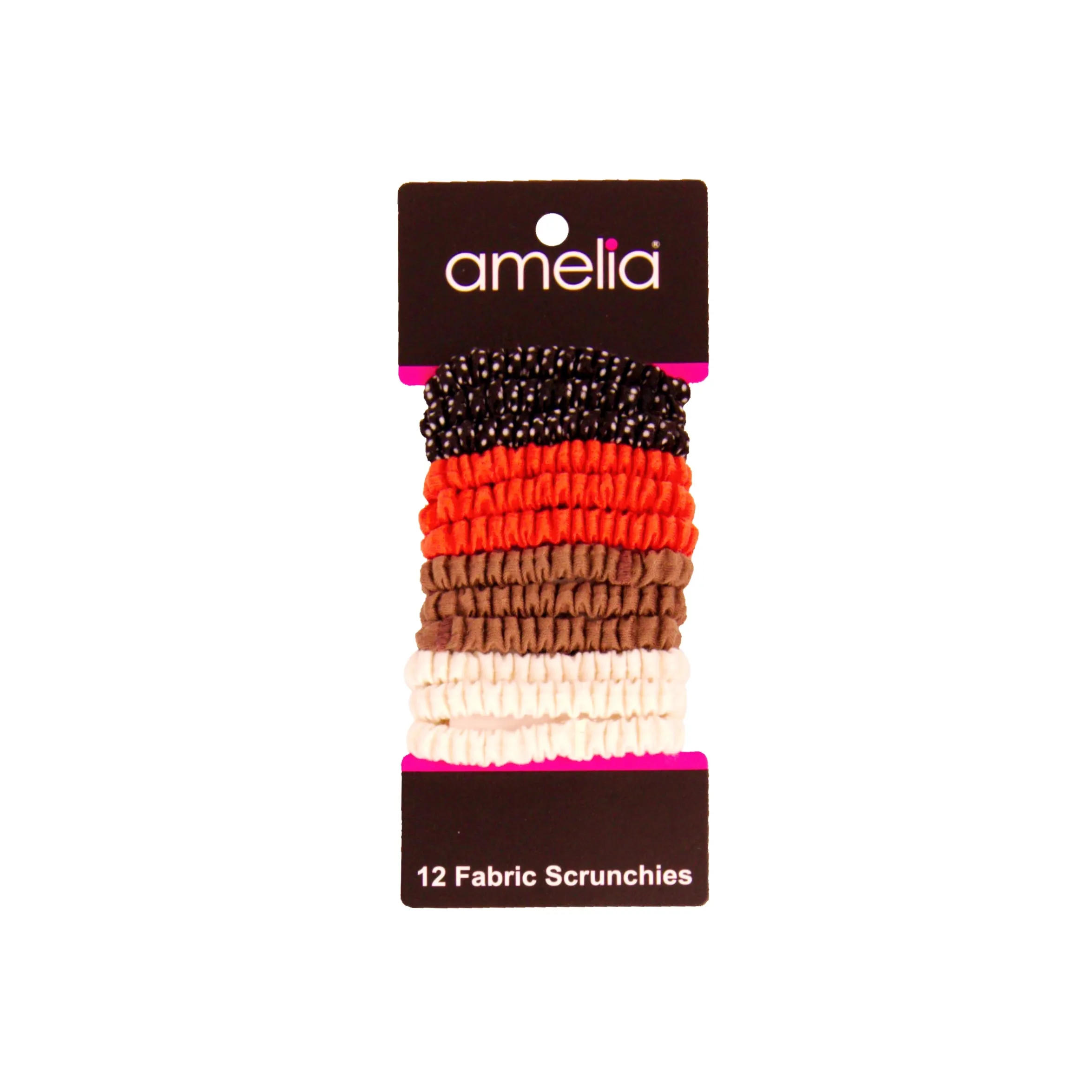 Amelia Beauty, Fall Blend Skinny Jersey Scrunchies, 2.125in Diameter, Gentle on Hair, Strong Hold, No Snag, No Dents or Creases. 12 Pack