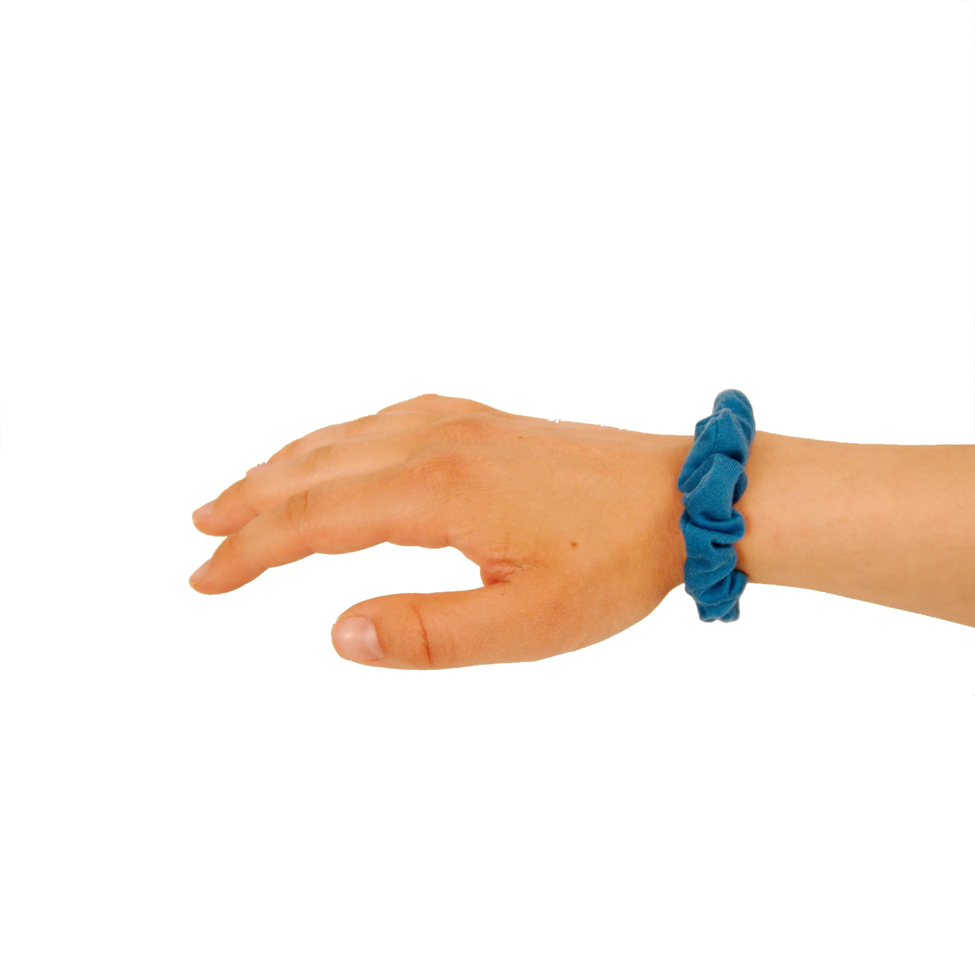 Amelia Beauty, Medium Blue Jersey Scrunchies, 2.5in Diameter, Gentle on Hair, Strong Hold, No Snag, No Dents or Creases. 10 Pack