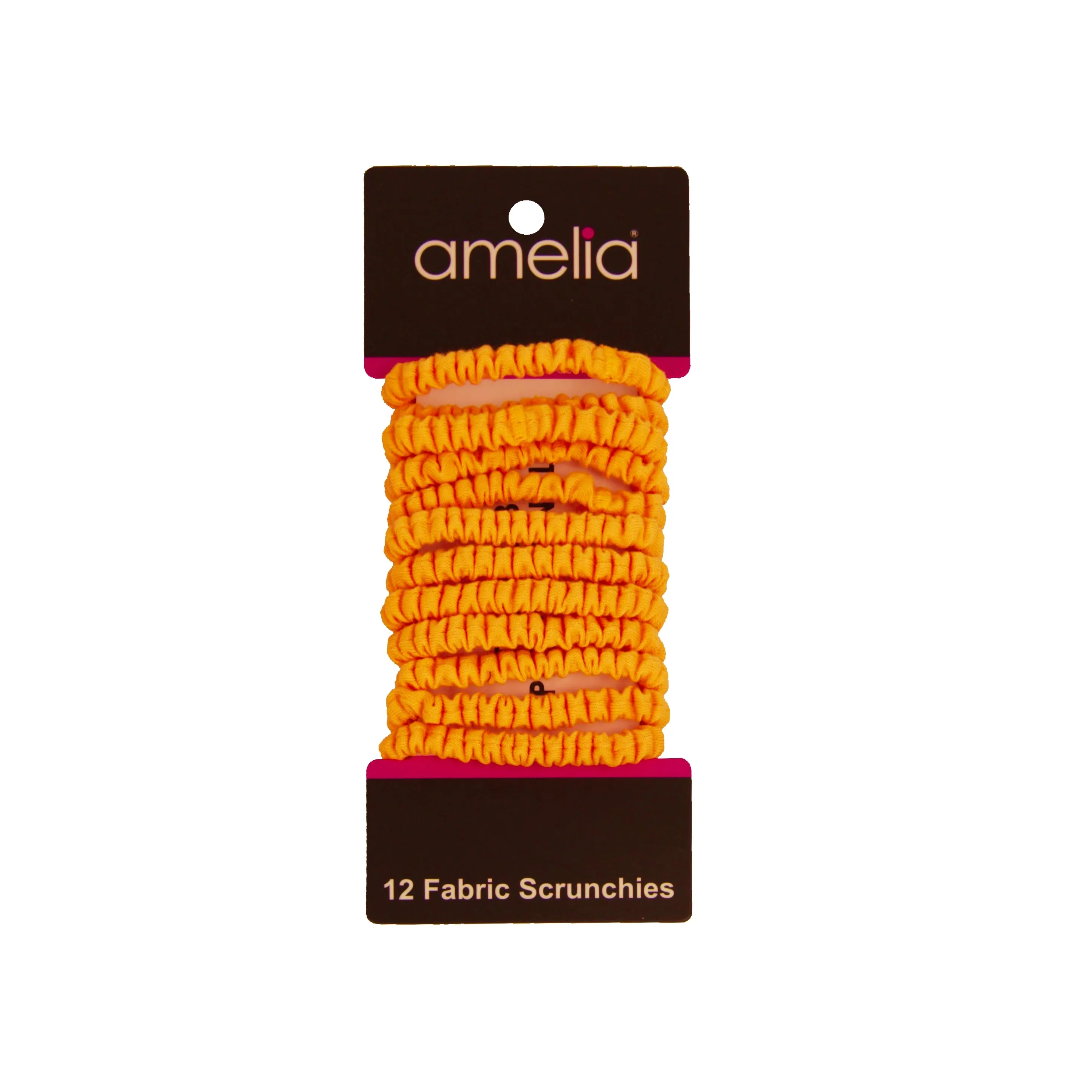 Amelia Beauty, Neon Orange Skinny Jersey Scrunchies, 2.125in Diameter, Gentle on Hair, Strong Hold, No Snag, No Dents or Creases. 12 Pack