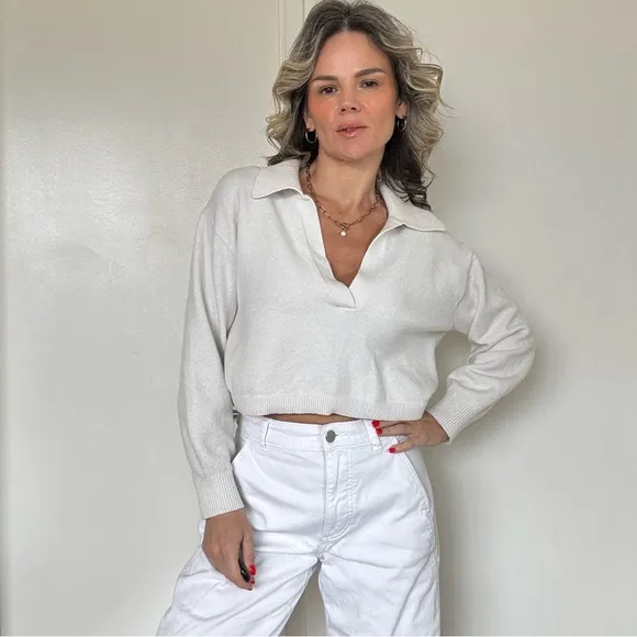 &amp; OTHER STORIES Relaxed Collared V-Neck Sweater