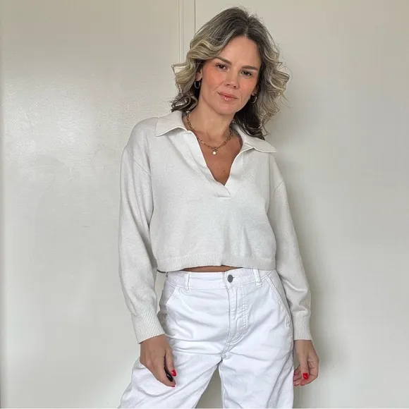 &amp; OTHER STORIES Relaxed Collared V-Neck Sweater