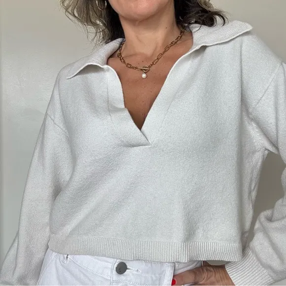 &amp; OTHER STORIES Relaxed Collared V-Neck Sweater