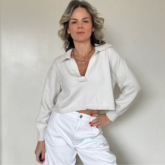 &amp; OTHER STORIES Relaxed Collared V-Neck Sweater