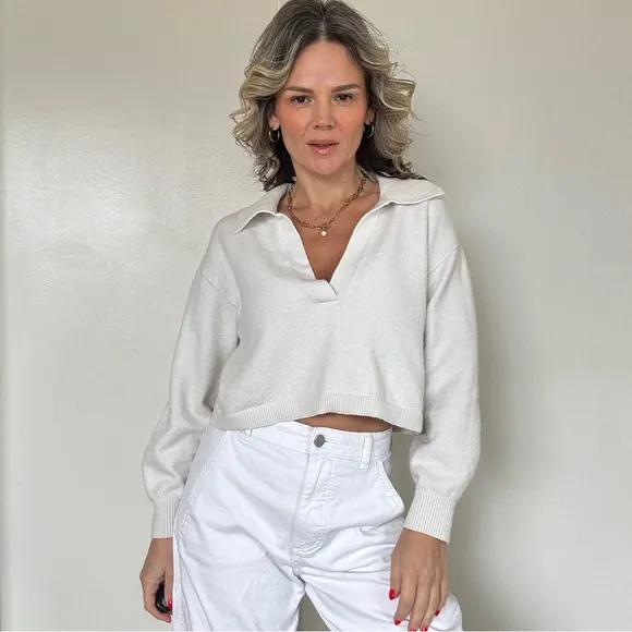 &amp; OTHER STORIES Relaxed Collared V-Neck Sweater