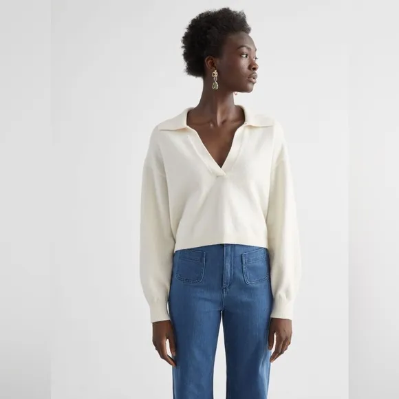 &amp; OTHER STORIES Relaxed Collared V-Neck Sweater
