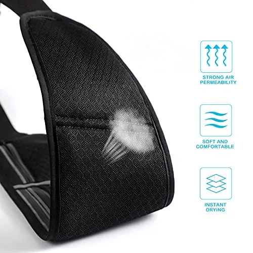 ANBEKO Universal Running belt with extender, large capacity waist pack with 4 pockets,Hiking Travel Camp Running Workout Belt bag,Reflective no bounce waist pack,Easy carry any large phones