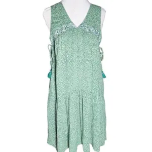 Anthropologie Aida Embroidered Mini Dress Size Small Green