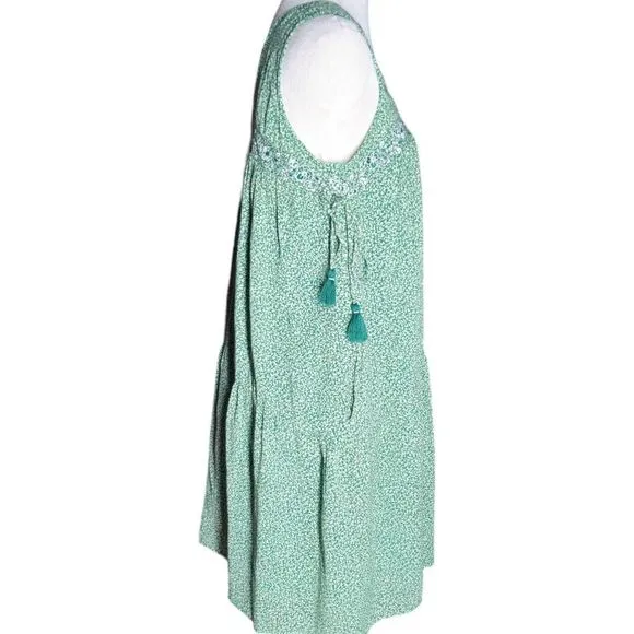 Anthropologie Aida Embroidered Mini Dress Size Small Green
