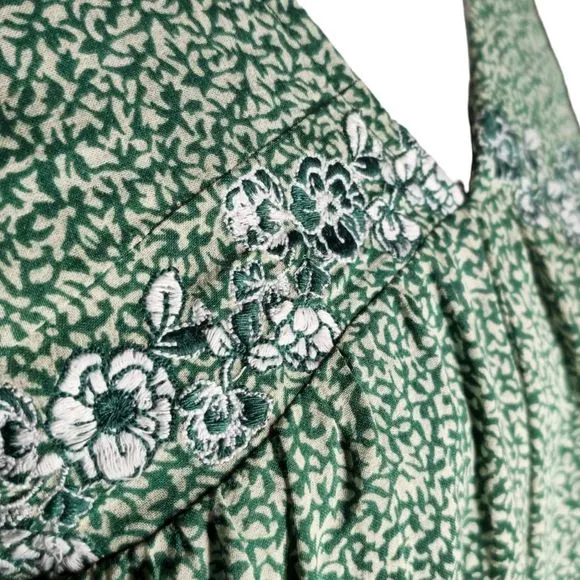 Anthropologie Aida Embroidered Mini Dress Size Small Green