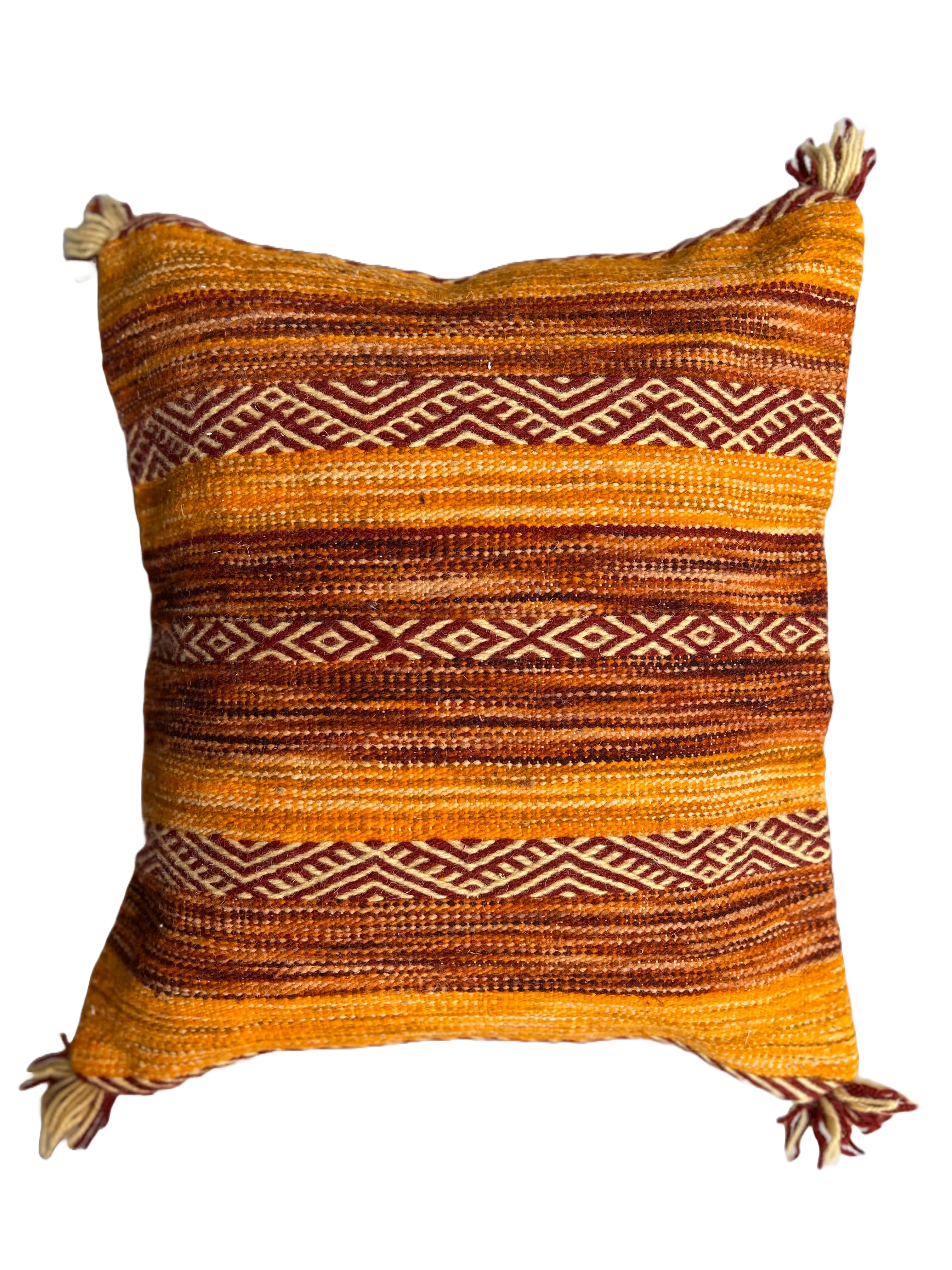 Anzal's Flatweave x Zanafi Pillow - Orange/Brown