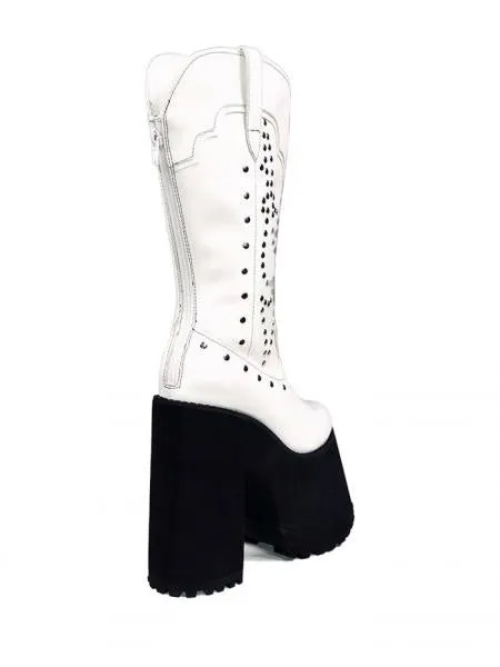 Bad Bitch Cowgirl Platform Boot - White - Size 10