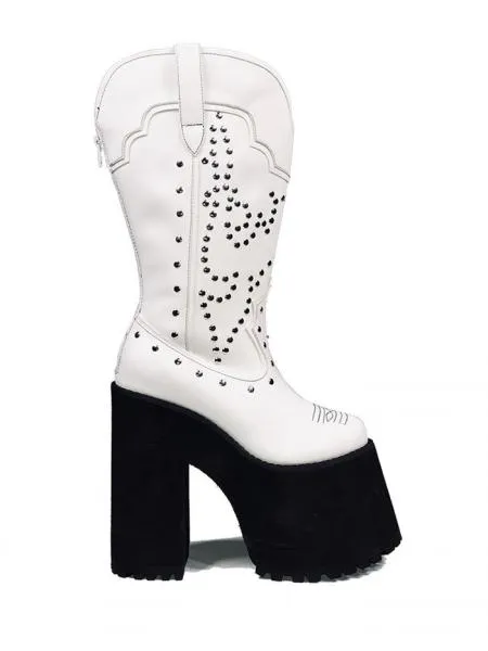 Bad Bitch Cowgirl Platform Boot - White - Size 10