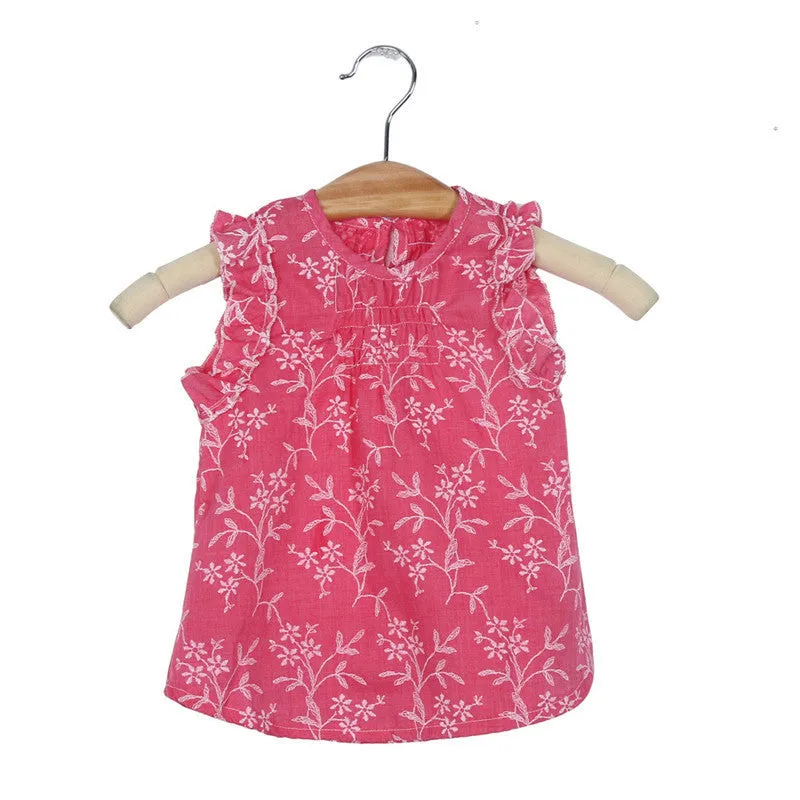 Beautiful girl's dress Kids Baby Girl Floral Sleeveless Princess Dress Vest Shirt Clothes Cotton Blended costumes