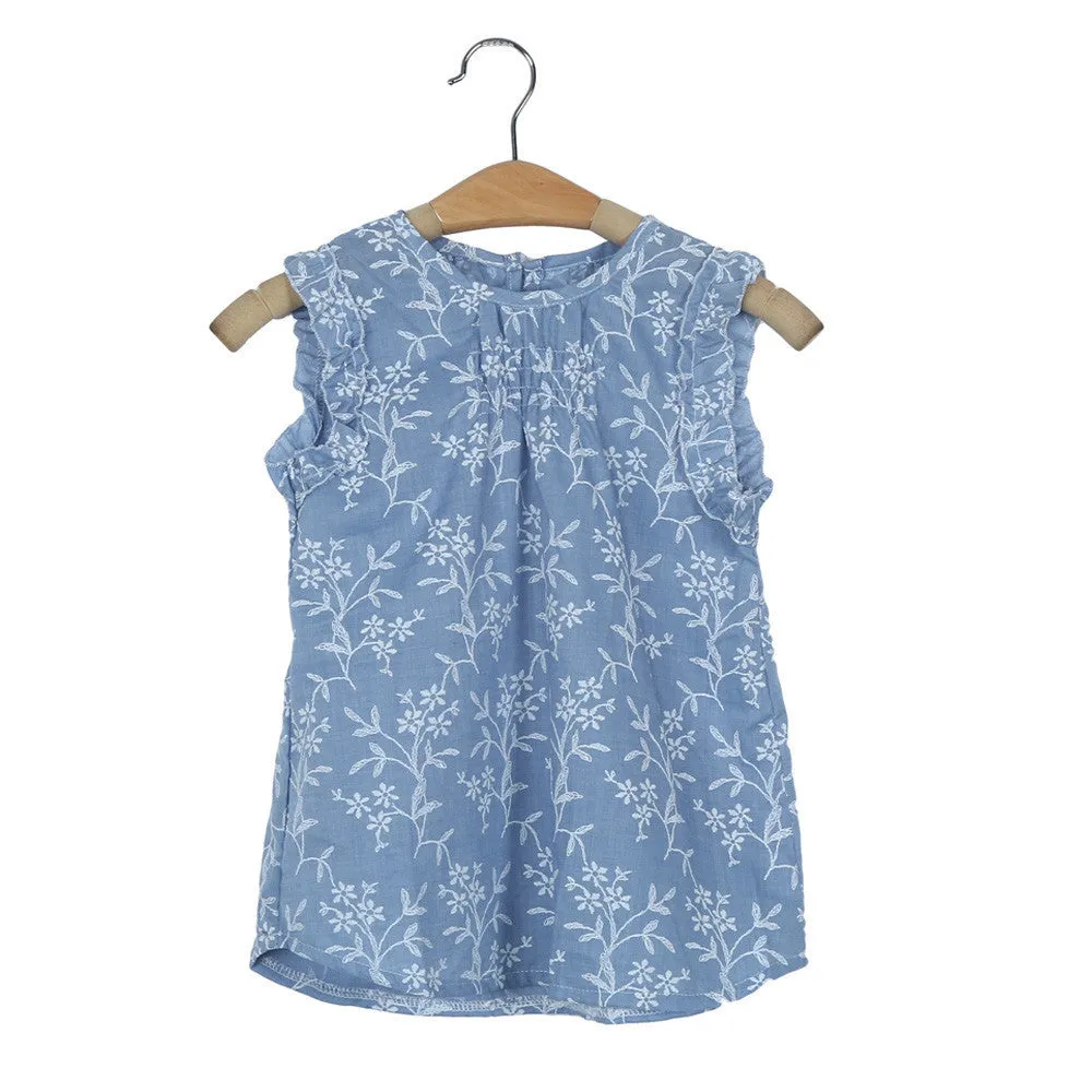 Beautiful girl's dress Kids Baby Girl Floral Sleeveless Princess Dress Vest Shirt Clothes Cotton Blended costumes